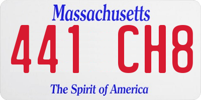 MA license plate 441CH8