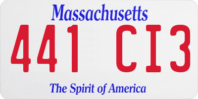 MA license plate 441CI3