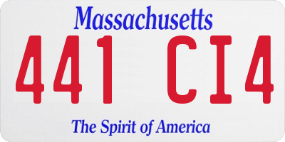 MA license plate 441CI4