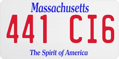 MA license plate 441CI6