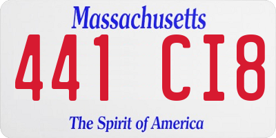 MA license plate 441CI8