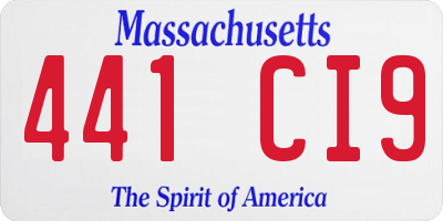 MA license plate 441CI9