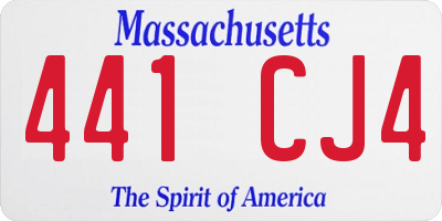 MA license plate 441CJ4