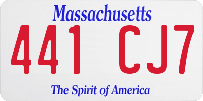 MA license plate 441CJ7