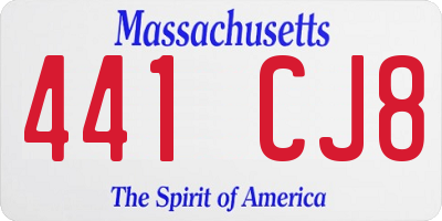 MA license plate 441CJ8