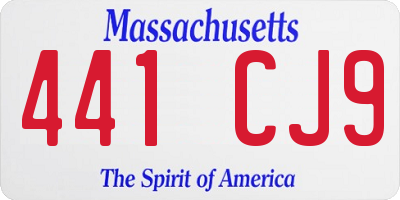 MA license plate 441CJ9