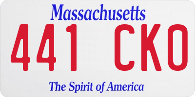 MA license plate 441CK0