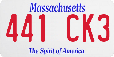 MA license plate 441CK3