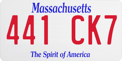 MA license plate 441CK7