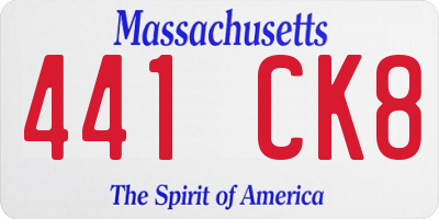 MA license plate 441CK8