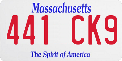 MA license plate 441CK9