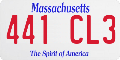 MA license plate 441CL3