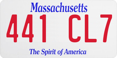 MA license plate 441CL7