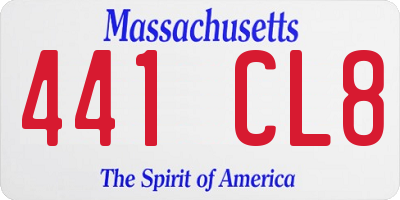 MA license plate 441CL8