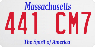 MA license plate 441CM7