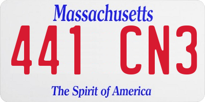 MA license plate 441CN3