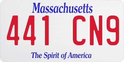 MA license plate 441CN9