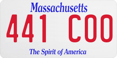 MA license plate 441CO0