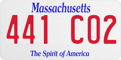 MA license plate 441CO2