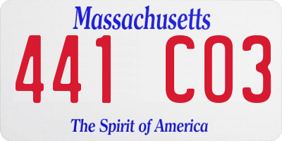 MA license plate 441CO3