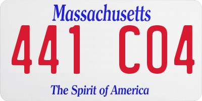 MA license plate 441CO4