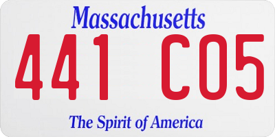 MA license plate 441CO5