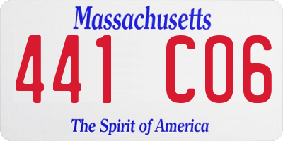 MA license plate 441CO6