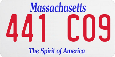 MA license plate 441CO9