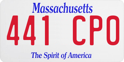 MA license plate 441CP0