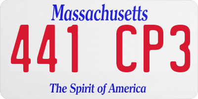 MA license plate 441CP3