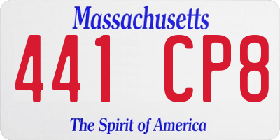 MA license plate 441CP8
