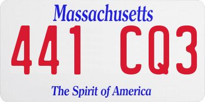MA license plate 441CQ3