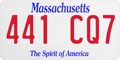 MA license plate 441CQ7
