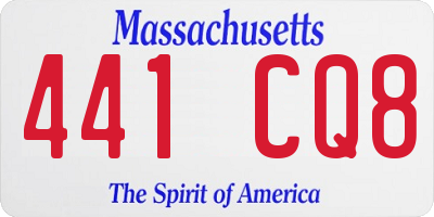 MA license plate 441CQ8