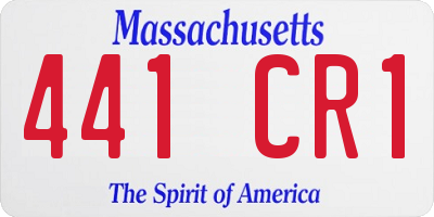 MA license plate 441CR1