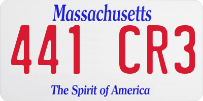 MA license plate 441CR3