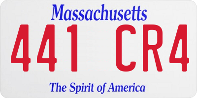 MA license plate 441CR4