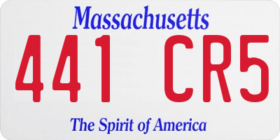 MA license plate 441CR5