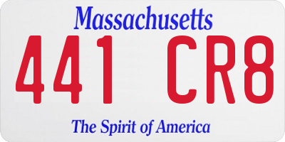 MA license plate 441CR8