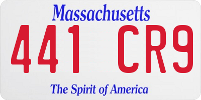 MA license plate 441CR9