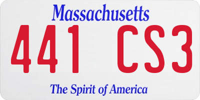 MA license plate 441CS3