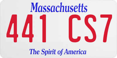 MA license plate 441CS7