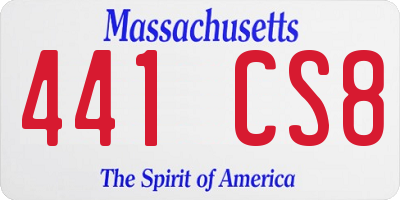 MA license plate 441CS8