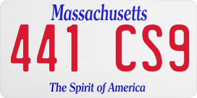 MA license plate 441CS9