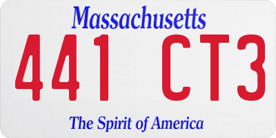 MA license plate 441CT3