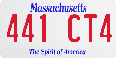 MA license plate 441CT4