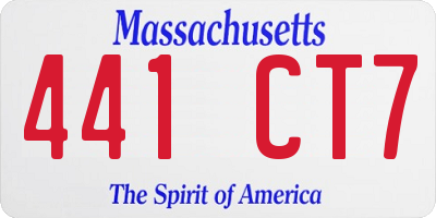 MA license plate 441CT7