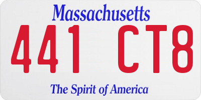 MA license plate 441CT8