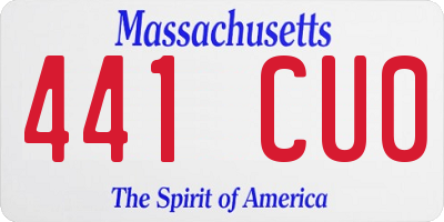 MA license plate 441CU0