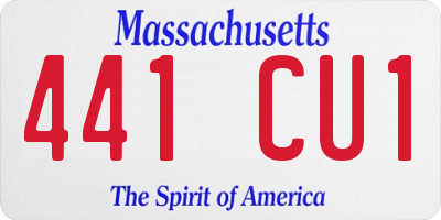 MA license plate 441CU1